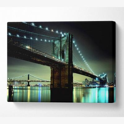 The Range Brooklyn Bridge Nyc Canvas Print Wall Art - Yellow / 50.8cm