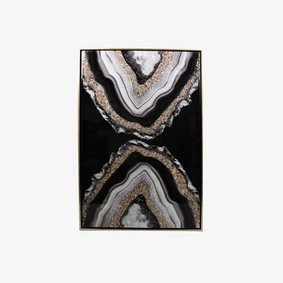 The Range Gold Adorned Geode Framed Art - Black