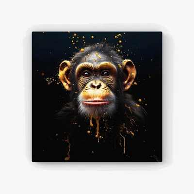 The Range Splashart Cheeky Chimp Face HD Metal Print - Orange / 56cm
