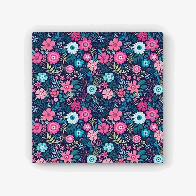 The Range Cute Colourful Flower Pattern HD Metal Print - Blue / 40cm