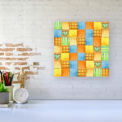 The Range Baby Watercolour Blanket Pattern Canvas Print - Orange / Small