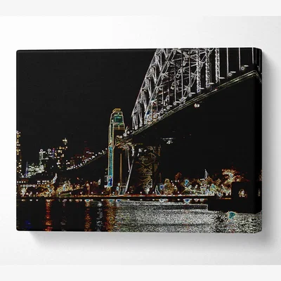 The Range New York Brooklyn Bridge Canvas Print Wall Art - Yellow / 101.6cm