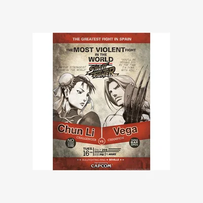 The Range Street Fighter Limited Edition Chun Li vs Vega A3 Art Print - Multi