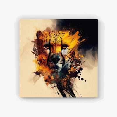 The Range Cheetah Face Splashart Canvas Print - Yellow / 76.2cm