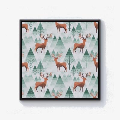 The Range Reindeer On A Snowy Landscape Canvas Print - Green / 76.2cm / Black Frame
