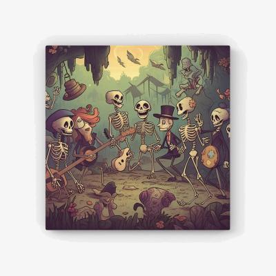The Range Cartoonish Skeletons Having A Party HD Metal Print - Blue / 30cm