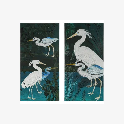 The Range Kathryn White Botanical Crane Duo Canvas