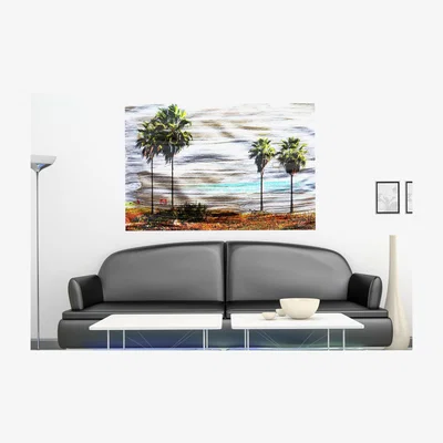 The Range 'Gold S and G Palm' Graphic Art Wrapped on Canvas - Green / 152cm