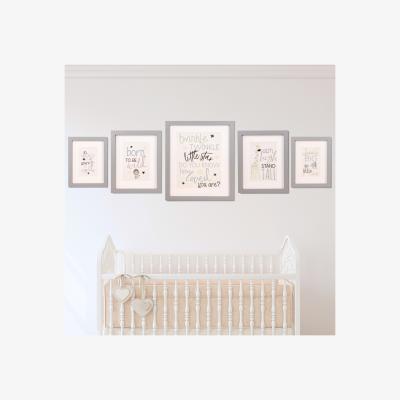 The Range Baby Nursery Framed Prints Set of 5 - Grey,White,Black / Grey,White