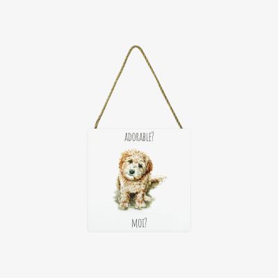 The Range Louise Nisbet (Labradoodle) Wooden Block - White
