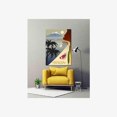 The Range 'Summer Road' Graphic Art on Canvas - Yellow / 31cm / 41cm