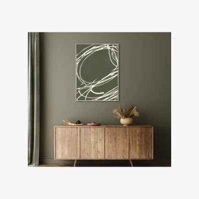 The Range Organic Line Framed Canvas - Olive Green