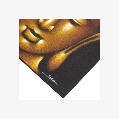 The Range Elegant Gold Sand Finish Buddha Wall Art - Handcrafted Canvas with Wooden Frame - Yellow