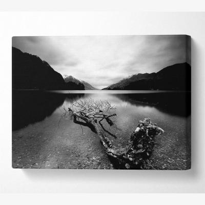 The Range Tree In The Lake B n W - Yellow / Large 26 x 40 Inches