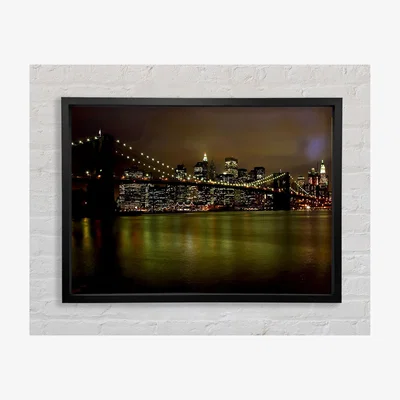 The Range Brooklyn Bridge Green Waters Framed Print Architecture Prints - Black
