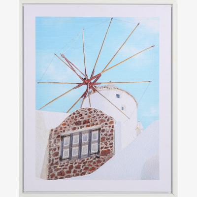 The Range Greek Island Scene Framed Canvas - Blue