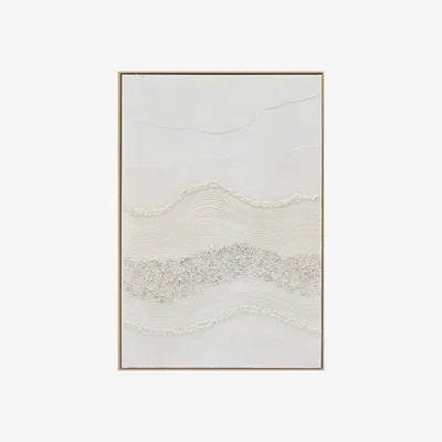 The Range Textured White Abstract Framed Canvas