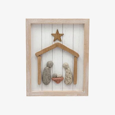 The Range Pebble Nativity Wall Art For Elegant Christmas Decor - Brown