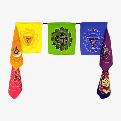 The Range Vibrant Seven Flags Chakra Batik Wall Art - Multicolor