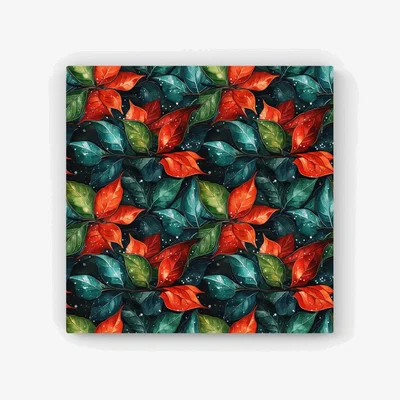 The Range Christmas Watercolour Holly Leaf HD Metal Print - Red / 56cm