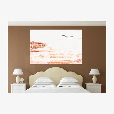 The Range 'Gold Pier' Graphic Art Wrapped on Canvas - Pink / 152cm