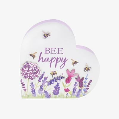 The Range Lavender And Bees Heart Plaque - White