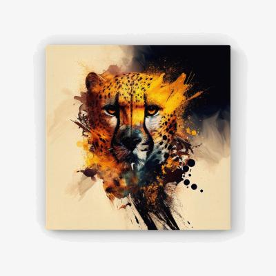 The Range Cheetah Face Splashart HD Metal Print - Yellow / 56cm