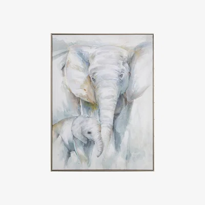 The Range Doting Elephant Framed Canvas - Neutral