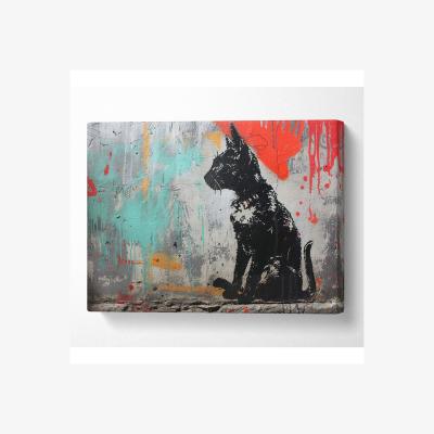 The Range Cat Colourful Graffiti Canvas Print - Black / 101.6cm