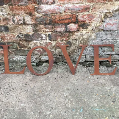 The Range LOVE Rusty Metal Letters Sign - Rusted