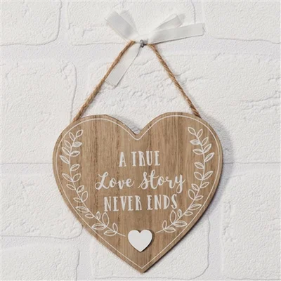 The Range True Love Story Heart Plaque - Brown