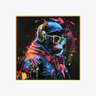 The Range Bright Monkey Music Framed Canvas