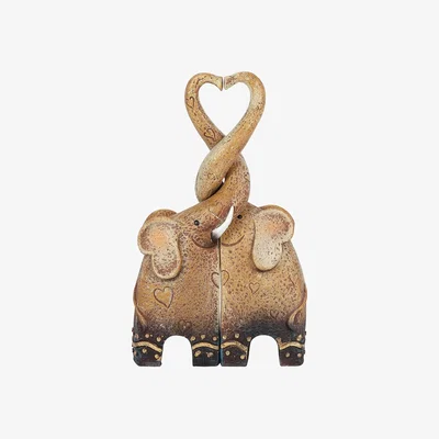The Range Elephant Couple Ormament - Brown Tones