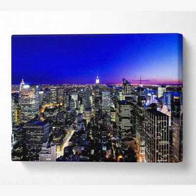 The Range New York City Blue Ariel View Canvas Print Wall Art - Yellow / 50.8cm