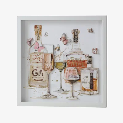 The Range Afternoon Tipple Framed 3D Art - White
