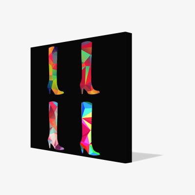 The Range Polygonal colored boots Canvas print - Black / 90cm