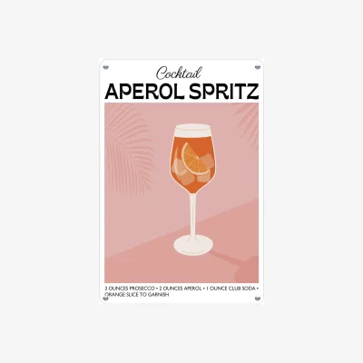 The Range Cocktail Recipe Portrait Metal Wall Plaque - Home Décor Gift - Long Island Ice Tea - Aperol Spritz