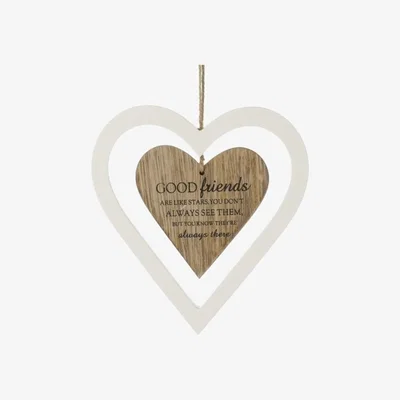 The Range Good Friends Hanging Heart Plaque Decoration  - White