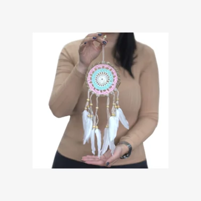 The Range Pastel Blue Macram Dream Catcher 12cm - Handmade Bali Blessings - Multi