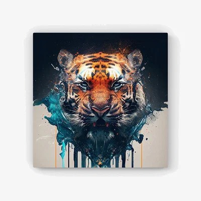 The Range Tiger Face Splashart HD Metal Print - Brown / 56cm