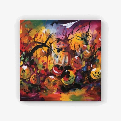 The Range Abstract Halloween Painting HD Metal Print - Orange / 40cm