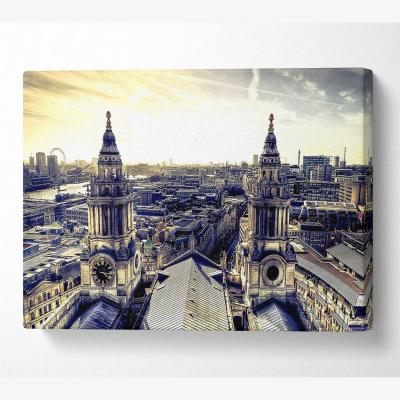 The Range London From St Pauls Canvas Print Wall Art - Yellow / 66.04cm