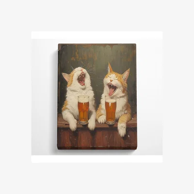 The Range Cats Over A Pint Of Beer Canvas Print - Black / 101.6cm