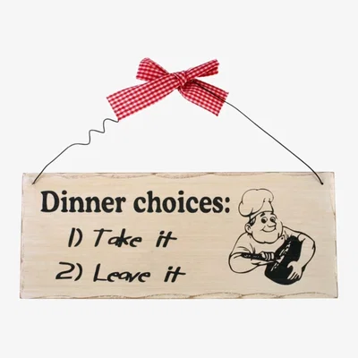 The Range Dinner Choices Hanging Sign - Rustic Kitchen  Caf Decor - Tan