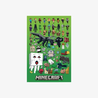 The Range Minecraft Character Montage Poster - Multicoloured