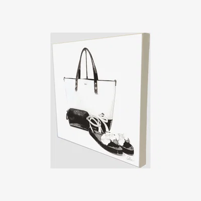 The Range Fashion "Dressed to Impress" Art Print Wrapped on Canvas - White / 61cm