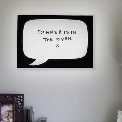 The Range Rectangular Speech Bubble Hangable LED Light-Up Chalkboard - White