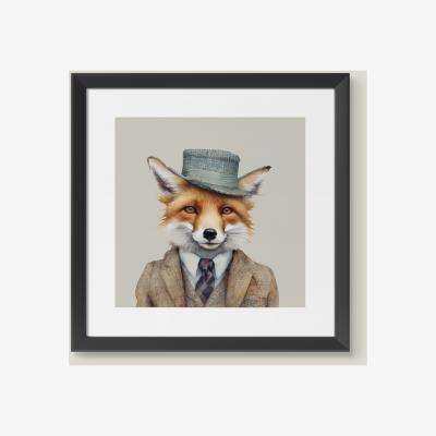 The Range Reynard The Fox Watercolour Country Framed Art - NEUTRAL