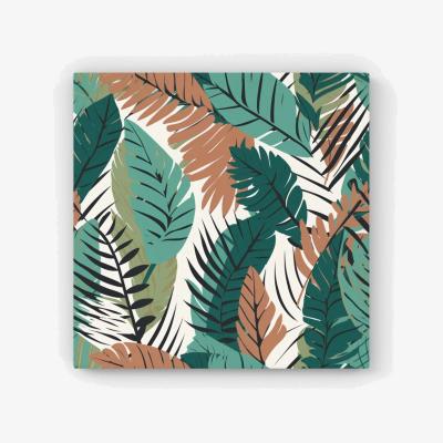 The Range Tropical Floral Leaves Green Brown HD Metal Print - Green / 40cm