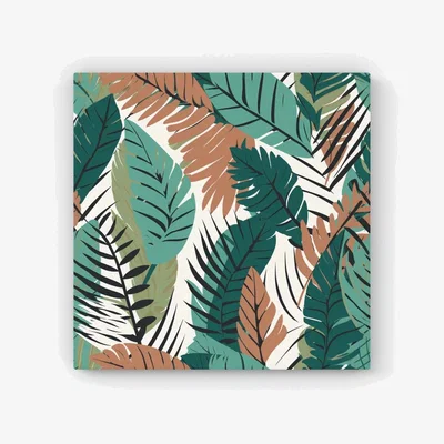 The Range Tropical Floral Leaves Green Brown HD Metal Print - Green / 40cm